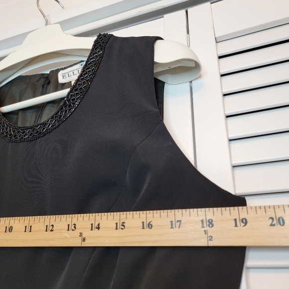 VTG ELLIETTE Silk Sheath Modest Dress Gown Black Embellish Neck Sleeveless Sz 10 - Picture 11 of 14